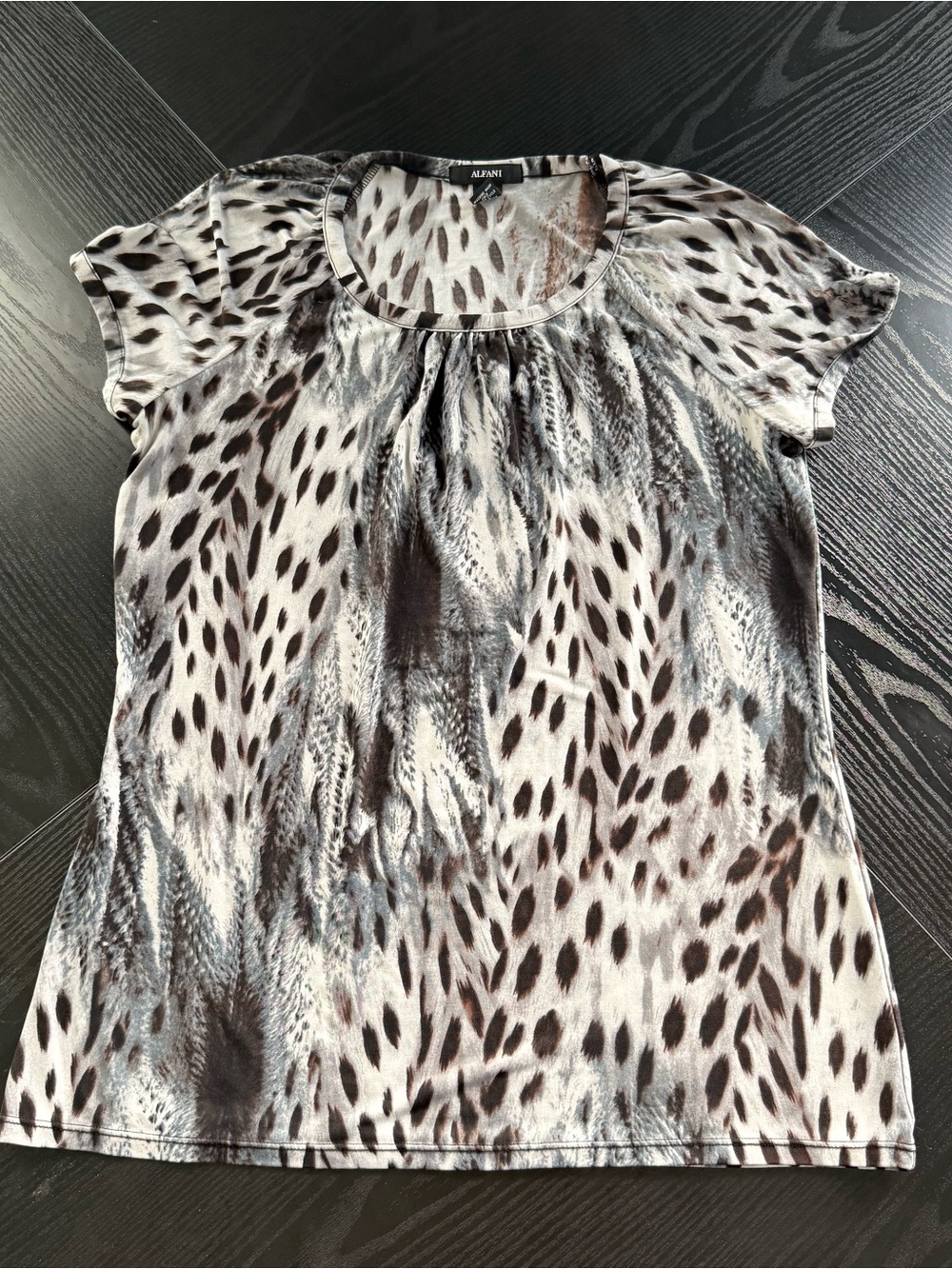 Alfani Animal Print Short Sleeve Top